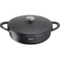 Servierpfanne TEFAL "Trattoria", schwarz, H:12,5cm Ø:28cm, Pfannen, Aluguss, Antihaftversiegelung, mit Deckel, alle Herdarten, Induktion