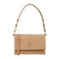 Schultertasche TOMMY HILFIGER "TH HERITAGE SHOULDER BAG", Damen, Gr. B/H/T: 23cm x 14cm x 4cm, beige (safari canvas), Lederimitat, Taschen, Damen Abendtasche, Clutch, Mini Bag, Handtasche, goldfarbene Details