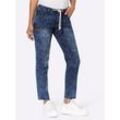 5-Pocket-Jeans CASUAL LOOKS, Damen, Gr. 48, Normalgrößen, blau (dunkelblau), 81% Baumwolle, 17% Polyester, 2% Elasthan, unifarben, lang, Jeans