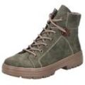 Schnürboots RIEKER, Damen, Gr. 36, grün (khaki), Lederimitat, used, modisch, Schuhe, Stiefelette, Plateausohle, Kontrastnaht, mit Innenreißverschluss