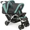 Geschwisterwagen CHIC4BABY "Duo, melange mint", Baby, grün (melange mint), Kinderwagen, mit feststellbaren Doppelschwenk-Vorderrädern