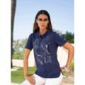 Kurzarmshirt HEINE "Shirt", Damen, Gr. 38, blau (marine), 50% Modal, 44% Polyester, 6% Elasthan, unifarben, Rundhals, Kurzarm, Shirts