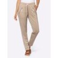 Schlupfhose CASUAL LOOKS, Damen, Gr. 19, Kurzgrößen, beige, 76% Polyester, 20% Viskose, 4% Elasthan, unifarben, lang, Hosen