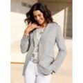 Jackenblazer INSPIRATIONEN "Blazer", Damen, Gr. 40, grau (grau, weiß, gemustert), 70% Viskose, 30% Leinen, Langarm, Blazer