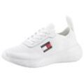 Slip-On Sneaker TOMMY JEANS "TJW KNIT RUNNER" Gr. 37, beige (ecru), Damen, Textil, Leder, unifarben, kontrastfarbene Details, Schuhe, Freizeitschuh, Halbschuh, Schlupfschuh mit seitlicher Logoflagge