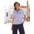 T-Shirt CASUAL LOOKS "Shirt", Damen, Gr. 40, blau (marine, weiß, gestreift), 50% Baumwolle, 50% Modal, gemustert, mehrfarbig, gestreift, Rundhals, Kurzarm, Shirts