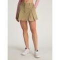 Minirock TOMMY JEANS "TJW MINI FRONT PLEATS SKIRT", Damen, Gr. M (38), relic tan, Web, Obermaterial: 98% Baumwolle, 2% Elasthan, unifarben, casual, normal mini, Röcke, mit Falten im Vorderteil