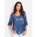 Longbluse INSPIRATIONEN, Damen, Gr. 40, royalblau, malve, gemustert, 100% Viskose, gemustert, Rundhals, Langarm, Blusen