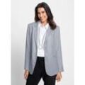 Jackenblazer INSPIRATIONEN "Blazer", Damen, Gr. 40, taubenblau, weiß, gemustert, 70% Viskose, 30% Leinen, Langarm, Blazer