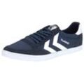 Sneaker HUMMEL "Slimmer Stadil Canvas Low", Gr. 36, blau (marine, weiß), Veloursleder, Textil, sportlich, Schuhe Retrosneaker Sneaker low Skaterschuh