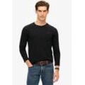 Langarmshirt SUPERDRY "ESSENTIAL LOGO LONG SLEEVE TOP", Herren, Gr. XL, schwarz, Single Jersey, Obermaterial: 100% Baumwolle, unifarben, modisch, slim fit, Rundhals, Kurzarm gerader Abschluss, Shirts