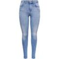 Skinny-fit-Jeans ONLY "ONLPOWER MID PUSH UP SK REA934" Gr. S (36), Länge 32, blau (bright, blau), Damen, Denim/Jeans, Obermaterial: 92% Baumwolle, 6% Elastomultiester, 2% Elasthan, Abriebeffekte, Jeans