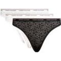 Slip TOMMY HILFIGER UNDERWEAR "3 PACK THONG LACE (EXT SIZES)" Gr. L (40), bunt (schwarz, weiß, light_pink), Damen, Spitze, Obermaterial: 86% Polyamid, 14% Elasthan, unifarben, Unterhosen, mit Tommy Hilfiger Logobund