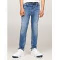 Skinny-fit-Jeans TOMMY HILFIGER "SCANTON Y MID BLUE WASH DENIM", Jungen, Gr. 12 (152), N-Gr, blau (oceanblau), Denim/Jeans, Obermaterial: 98% Baumwolle, 2% Elasthan, unifarben, casual, Jeans, Kinder bis 16 Jahre mit Logostickerei