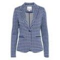 Kurzblazer ICHI "Kurzblazer IHKATE CHECLÉ BL", Damen, Gr. L, medieval blau check, Obermaterial: 84% Polyester PES. 16% Baumwolle CO., feminin, normal, Blazer