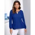 Schlupfbluse LADY, Damen, Gr. 48, blau (royalblau), 100% Polyester, unifarben, V-Ausschnitt, Langarm, Blusen