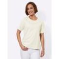 Rundhalsshirt CLASSIC BASICS "Shirt", Damen, Gr. 42, beige (ecru), 100% Baumwolle, unifarben, Rundhals, Kurzarm, Shirts