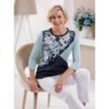 Rundhalspullover CLASSIC "Jacquard-Pullover" Gr. 44, aquamarin, marine, gemustert, Damen, 100% Polyacryl, gemustert, mehrfarbig, Pullover