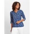 Langarmshirt CASUAL LOOKS "Shirt", Damen, Gr. 40, blau (jeansblau, marine, bedruckt), 100% Baumwolle, gemustert, mehrfarbig, Rundhals, Kurzarm, Shirts