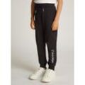 Sweathose CALVIN KLEIN JEANS "Inst.Logo Regular Jogger", Jungen, Gr. 10 (140), N-Gr, schwarz (ck schwarz), Sweatware, Obermaterial: 100% Baumwolle, unifarben, casual, regular fit, Hosen, für Kinder bis 16 Jahre und mit Logoschriftzug