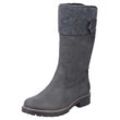 Winterstiefel RIEKER, Damen, Gr. 38, Normalschaft, grau (dunkelgrau), Lederimitat, Filz, unifarben, klassisch, Schuhe, Boots, Blockabsatz, mit wasserabweisender riekerTEX-Membran, Topseller