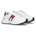 Sneaker TOMMY HILFIGER, Kinder, Gr. 31, weiß (weiß, blau), Polyester, Synthetik, sportlich, Schuhe, Runners Sneaker, Retro Sneaker, Schnürschuh mit Logoflag