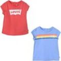 T-Shirt LEVI'S KIDS "LVG 2PK ICONIC TEE SET", Mädchen, Gr. 12M (80), bunt (blau, rot), Jersey, Obermaterial: 60% Baumwolle, 40% Polyester, Rundhals, Kurzarm, Shirts, for BABYS