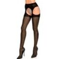 Ouvert-Strumpfhose GLAMORY Gr. 40/42, schwarz, Damen, Obermaterial: 86% Polyamid, 14% Elasthan, transparent, unifarben, Strumpfhosen, Plus Size bis Gr. 60/62