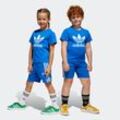 Trainingsanzug ADIDAS ORIGINALS "SHORT TEE SET", Kinder, Gr. 110, blau, Obermaterial: 100% Baumwolle. Obermaterial Hose: 70% Baumwolle, 30% Polyester, sportlich, Sportanzüge