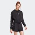 Kapuzensweatshirt ADIDAS SPORTSWEAR "W 3S FT CRO HD", Damen, Gr. L, schwarz-weiß (schwarz, weiß), Obermaterial: 55% Baumwolle, 36% Polyester, 9% Viskose, sportlich, Sweatshirts