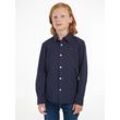 Langarmhemd TOMMY HILFIGER "SOLID STRETCH POPLIN SHIRT L/S" Gr. 5/110, N-Gr, blau (marine), Jungen, Obermaterial: 98% Baumwolle, 2% Elasthan, Hemden, Kinder Kids Junior MiniMe,für Jungen