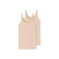 Unterhemd SCHIESSER "T-Shirt 2er Pack", Damen, Gr. M, N-Gr, beige (beige (sand)), Obermaterial: 95% Baumwolle CO. 5% Elasthan EL., ärmellos, Unterhemden