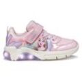 Sneaker GEOX "J FADINLIGHT GIRL Blinkschuh", Kinder, Gr. 24, pink (pink, lila), Textil, Synthetik, modisch, Schuhe, Disney Schuh, Klettschuh, Frozen Sneaker mit Blinkfunktion