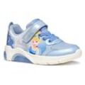 Sneaker GEOX "J FADINLIGHT GIRL Blinkschuh", Kinder, Gr. 24, blau, Textil, Synthetik, modisch, Schuhe, Disney Sneaker, Klettschuh mit Glitzer und Cinderella Motiv, Blinki