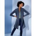 Longstrickjacke CREATION L PREMIUM Gr. 36, blau (jeansblau), Damen, 85% Seide, 15% Kaschmir, unifarben, Strickjacken