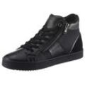 Sneaker GEOX "D BLOMIEE F", Damen, Gr. 38, schwarz, Lederimitat, Veloursleder, sportlich, Schuhe, High Top Sneaker, Schnürboots mit praktischem Außenreißverschluss