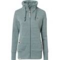 Sweatjacke RAGWEAR "RYLIE ZIP O", Damen, Gr. XS (34), blau (aqua), Sweatware, Obermaterial: 65% Baumwolle, 35% Polyester, meliert, unifarben, casual, figurbetont, Langarm, Sweatjacken, Jacke mit extra breiten Bündchen