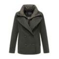 Winterjacke MARIKOO "Aylaraa", Damen, Gr. L, grün (schwarz olive), Obermaterial: 90% Polyacryl, 8% Viscose, 2% Elasthan, Jacken, Elegante Designer Winterjacke