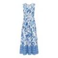 Maxikleid LASCANA Gr. 38, N-Gr, blau (blau, creme bedruckt), Damen, Web, Obermaterial: 100% Viskose, bedruckt, geblümt, Kleider, mit Blumenprint und Knopfleiste, Sommerkleid, Strandkleid