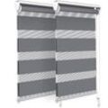 2er Set Doppelrollo klemmfix ohne Bohren, Duo Rollo Klemmrollo für Fenster und Tür, 45x150 cm, Grau - Vounot