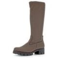 Stiefel GABOR, Damen, Gr. 42, XS-Schaft, grau (taupe), Textil, Veloursleder, klassisch, Schuhe, Blockabsatz, Plateau, Langschaftstiefel, mit XS-Stretch-Schaft