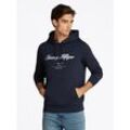 Hoodie TOMMY HILFIGER "SCRIPT LOGO HOODY", Herren, Gr. L, blau (desert sky), Sweatware, Obermaterial: 63% Baumwolle, 37% Polyester, casual, regular fit hüftlang, Langarm Rippbündchen, Sweatshirts, mit aufgesticktem Logo