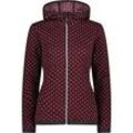 Strickfleecejacke CMP "WOMAN JACKET FIX HOOD", Damen, Gr. 48, rot (burgundy, bia), Strick, Fleece, Obermaterial: 100% Polyester, sportlich, hoch geschlossener Ausschnitt, Langarm eingefasste Kante, Jacken