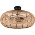 TRIO LEUCHTEN Deckenleuchte "Inga", beige (natur), Ø 50,0cm H: 30,0cm, Lampen, Deckenlampe aus Rattan in Korbgeflecht Optik, exkl 3xE27 Ø 50cm