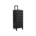 Yaheetech Kosmetikkoffer Alu Schminkkoffer Trolley Make-up Koffer 4-in-1 Beauty Case für Friseure, Schwarz