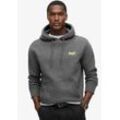 Kapuzensweatshirt SUPERDRY "Essential Logo Hoodie", Herren, Gr. S, grau (carbon grau marl), angeraute Sweatware, Obermaterial: 60% Baumwolle, 40% Polyester, meliert, casual, slim fit, Rundhals, Langarm, Sweatshirts