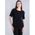 Rundhalsshirt IMPERIAL, Damen, Gr. M (38), schwarz (nero), Single Jersey, Obermaterial: 96% Polyester, 4% Elasthan, unifarben, feminin, Rundhals, Shirts, mit Stretch