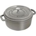 Bräter STAUB "Cocotte", grau (graphit, grau), H:19cm Ø:30cm, Töpfe, robust, langlebig, perfekte Hitzeverteilung, Aromaregen-Deckel