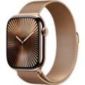 Smartwatch APPLE "Watch 10 Titan", gold, Smartwatches, 46mm, Cellular, S/M, Milanaise