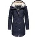 Winterjacke RAGWEAR "YM-Canny" Gr. XL (42), blau (royalblau), Damen, Außenmaterial: 65% Polyester, 35% Baumwolle, Innenfutter: 100% Polyester, Wattierung: 100% Polyester, Jacken, stylischer Damen Kurzmantel Parka mit Kapuze